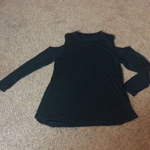 Hunter green cold shoulder long sleeve top